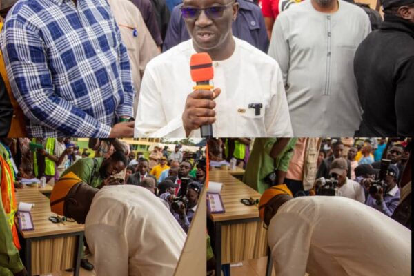 Gov Okpebholo Votes in Edo Central By-Election, Faults Slow BVAS Process