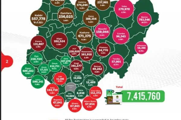 Borno leads as INEC online pre-registration hits 7.4m